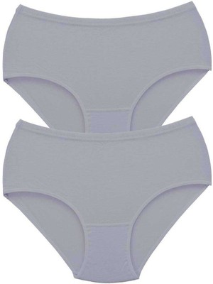 Zenvia 2 Adet Tutku Kadın Yüksek Bel Bato Kalın Lastik Külot Gri (ZNV-556)