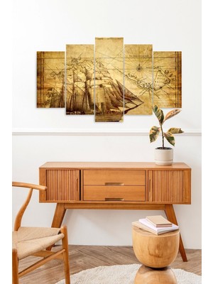 TeknoKapsül Deniz Manzarası 5 Parçalı Mdf Tablo 60 x 100