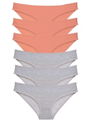 Zenvia 6 Adet Süper Eko Set Likralı Kadın Slip Külot Pudra Gri (ZNV-556)