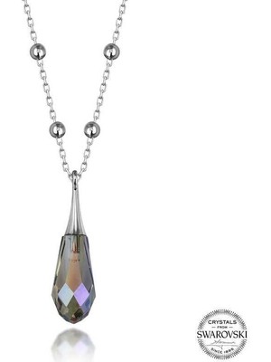Özcömert Silver Swarovski Crystal Taşlı Ametist Top Zincir Gümüş Kadın Kolye
