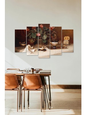 TeknoKapsül Çiçekler 5 Parçalı Mdf Tablo 60 x 100