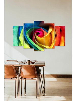 TeknoKapsül Gül Manzarası Retro 5 Parçalı Mdf Tablo 60 x 100