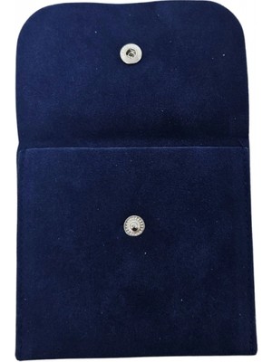 Özer Kutu Kadife (Süet) Zarf Kese Lacivert 25 Adet 10X10 cm Boy Takı, Altın Kesesi (Çıtçıtlı)