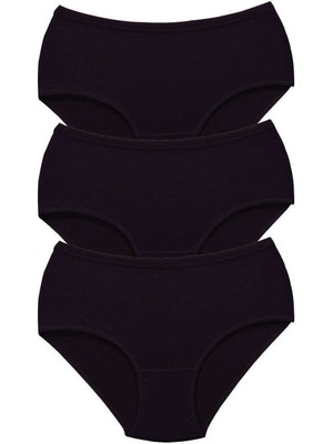 Zenvia 3 Adet Tutku Kadın Yüksek Bel Bato Kalın Lastik Külot Siyah (ZNV-556)
