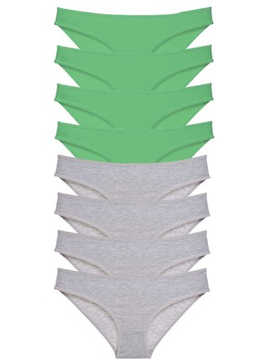Zenvia 8 Adet Süper Eko Set Likralı Kadın Slip Külot Yeşil Gri (ZNV-556)