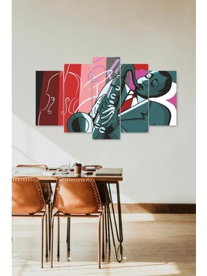 TeknoKapsül Erkek Saksafon Manzara 5 Parçalı Mdf Tablo 60 x 100