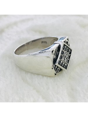 Canka Zirkon Taşlı 925 Ayar Gümüş Erkek Yüzük
