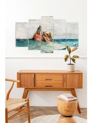 TeknoKapsül Deniz Manzarası 5 Parçalı Mdf Tablo 60 x 100