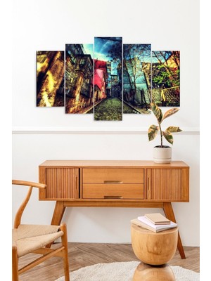 TeknoKapsül Şehir Manzarası 5 Parçalı Mdf Tablo 60 x 100