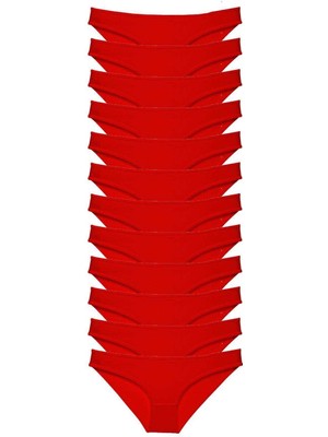 Zenvia 12 Adet Süper Eko Set Likralı Kadın Slip Külot Kırmızı (ZNV-556)