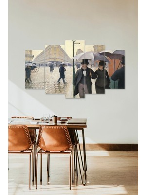 TeknoKapsül Yağmur ve Insanlar 5 Parçalı Mdf Tablo 60 x 100