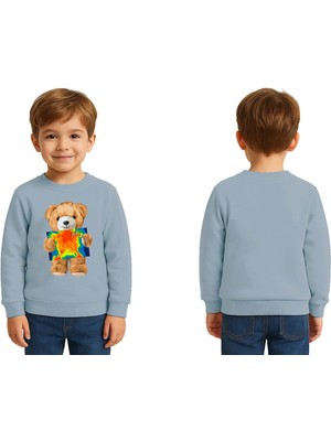 Sedirli Unisex Ayıcık Bear Baskılı Çocuk Swaetshirt 3 Iplik Şardonlu