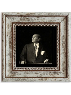 TeknoKapsül Atatürk Çerçeveli Taş Tablo 20 cm