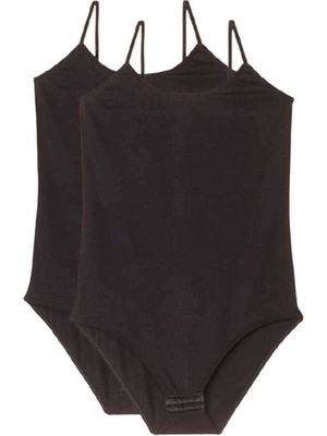 Zenvia 2 Adet Ip Askılı Kadın Çıtçıtlı Body Siyah (ZNV-556)