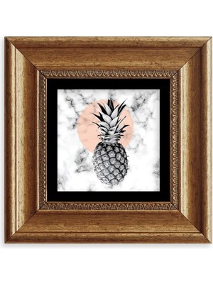 TeknoKapsül Ananas Çerçeveli Taş Tablo 20 cm