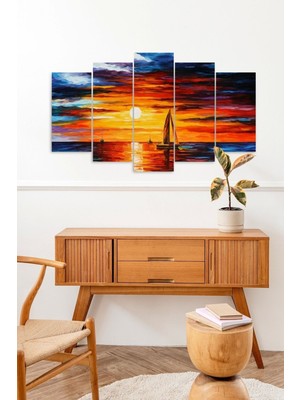 TeknoKapsül Deniz Manzarası 5 Parçalı Mdf Tablo 60 x 100