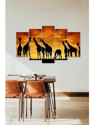 TeknoKapsül Zürafa Manzara 5 Parçalı Mdf Tablo 60 x 100