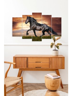 TeknoKapsül At Manzara 5 Parçalı Mdf Tablo 60 x 100