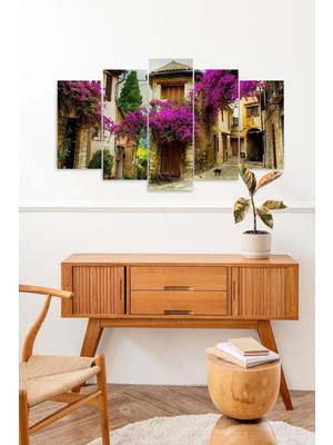 TeknoKapsül Mor Çiçekler 5 Parçalı Mdf Tablo 60 x 100