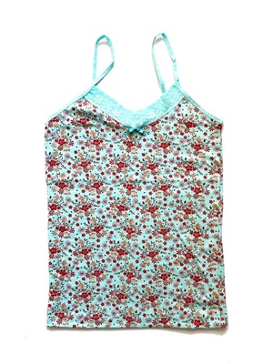 Zenvia Kadın Askılı Desenli Atlet Dantelli Empirme Pamuklu Penye D5 (ZNV-556)