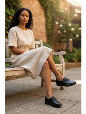 Gökçe Kundura Kadın 4 Nokta Ortopedik Lastikli Ayarlanabilir Yumuşak Taban Babet