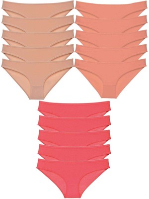 Zenvia 15 Adet Süper Eko Set Likralı Kadın Slip Külot Ten Pudra Fuşya (ZNV-556)