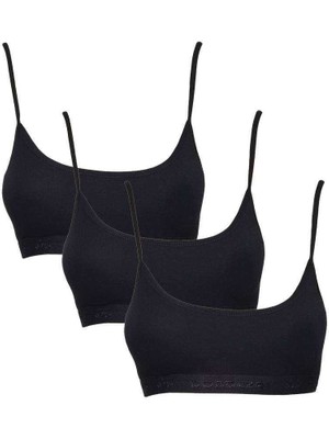 Zenvia Pedli Ip Askılı Siyah Büstiyer 3 Adet (ZNV-556)