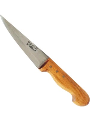 Bursa Kalın Sivri Kasap Bıçağı No:4, 20 cm - Ahşap Sap