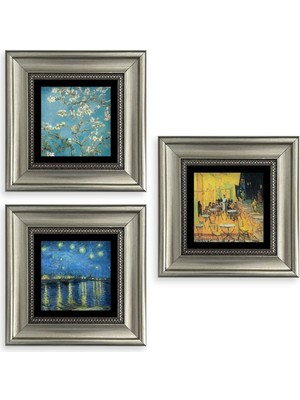 TeknoKapsül Van Gogh 3 Lü Set Çerçeveli Taş Tablo 20 cm