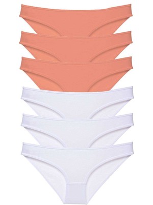 Zenvia 6 Adet Eko Set Likralı Kadın Slip Külot Pudra Beyaz (ZNV-556)