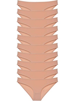 Zenvia 10 Adet Süper Eko Set Likralı Kadın Slip Külot Ten (ZNV-556)