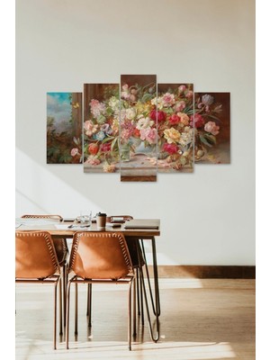 TeknoKapsül Çiçekler 5 Parçalı Mdf Tablo 60 x 100