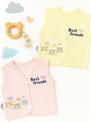 Aki Moda Kids Kız Bebek Yenidoğan % 100 Pamuk 2 Adet Penye Yelek