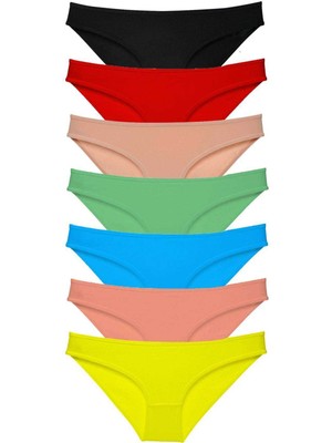 Zenvia 7 Adet Süper Eko Set Likralı Kadın Slip Külot Çok Renkli (ZNV-556)