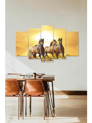 TeknoKapsül At Manzarası 5 Parçalı Mdf Tablo 60 x 100