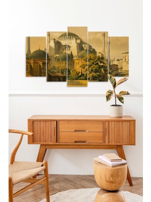 TeknoKapsül Camii Manzarası 5 Parçalı Mdf Tablo 60 x 100