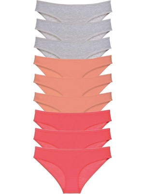 Zenvia 9 Adet Süper Eko Set Likralı Kadın Slip Külot Gri Pudra Fuşya (ZNV-556)