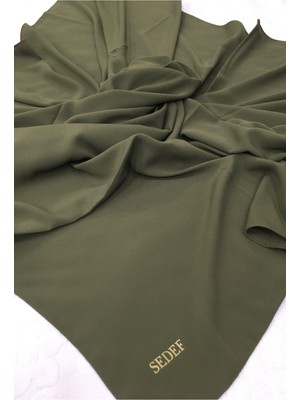 Sedef Medine Ipeği Eşarp,haki YEŞILI,110X110