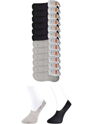 Zenvia Siyah ve Gri Erkek Babet Çorap 12 Çift (ZNV-556)