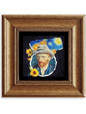 TeknoKapsül Van Gogh Çerçeveli Taş Tablo 20 cm