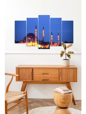 TeknoKapsül Camii Manzarası 5 Parçalı Mdf Tablo 60 x 100
