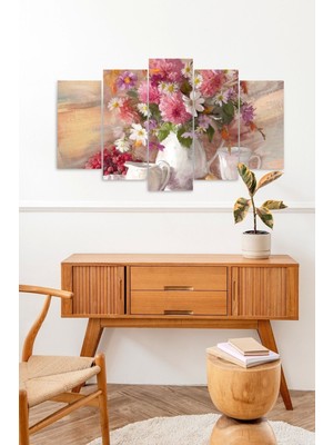 TeknoKapsül Çiçekler 5 Parçalı Mdf Tablo 60 x 100