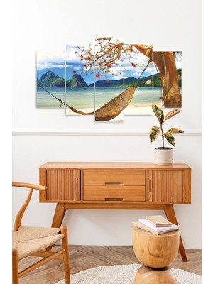 TeknoKapsül Deniz Manzarası ve Hamak 5 Parçalı Mdf Tablo 60 x 100