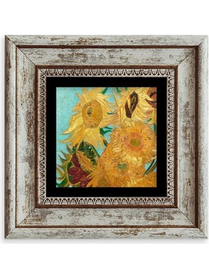 TeknoKapsül Ayçiçeği Çerçeveli Taş Tablo 20 cm