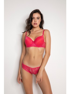 Zenvia Fuşya Destekli Slip Külotlu Dantelli Sütyen Takımı 4007 (ZNV-556)
