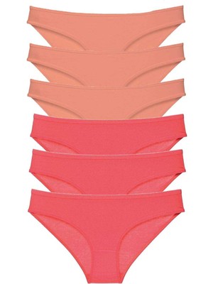 Zenvia 6 Adet Süper Eko Set Likralı Kadın Slip Külot Pudra Fuşya (ZNV-556)