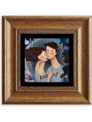 TeknoKapsül Sevgililer Çerçeveli Taş Tablo 20 cm