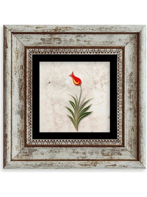 TeknoKapsül Ebru Lale Çerçeveli Taş Tablo 20 cm