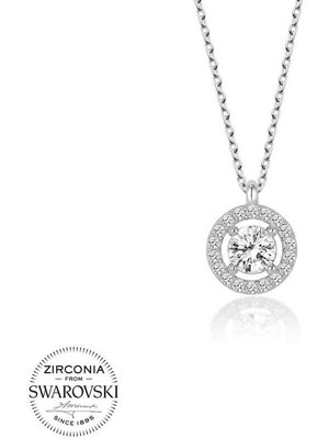 Özcömert Silver Swarovski Taşlı Gümüş Tektaş Bayan Kolye