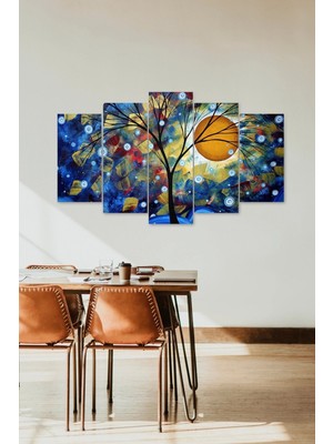 TeknoKapsül Çiçekler ve Gece 5 Parçalı Mdf Tablo 60 x 100